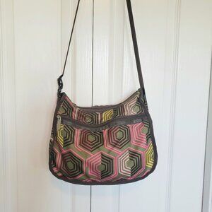 LeSportSac Honeycomb Hexagon Print Crossbody Nylon Bag Purse